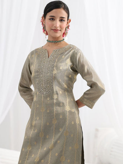 Women Ethnic Motifs Regular Thread Work Kurta with Trousers & With Dupatta