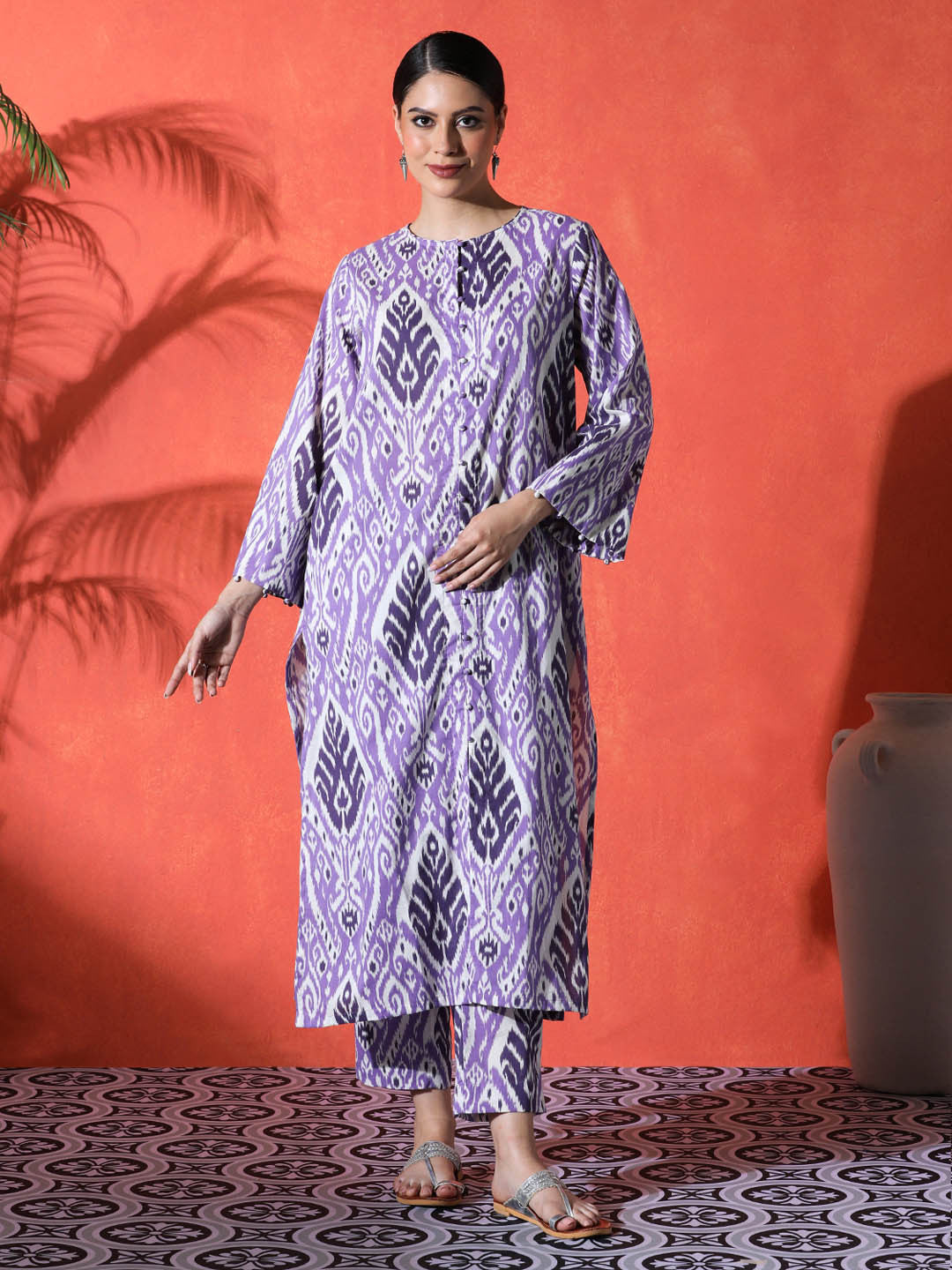 Floral Printed 100% Cotton Kurta & Trousers Kurta Set