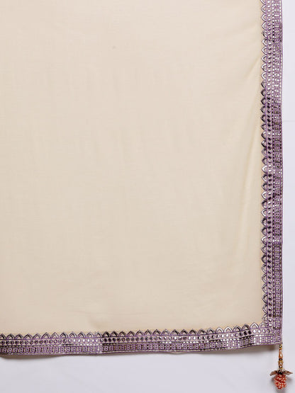 Dhiyona LL Floral Embroidered Zari Kurti with Palazzos & Dupatta