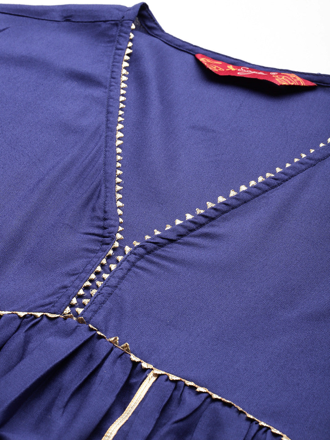 Gotta Patti Detail Empire Kurta Set With Striped Dupatta