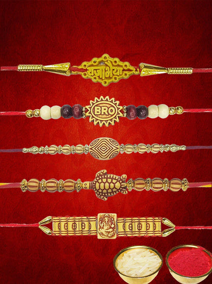 Dhiyona Unisex Set Of 5 Beaded Rakhi