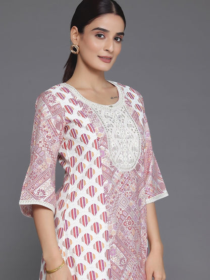 Women Ethnic Motifs Printed Regular Thread Work Kurta with Patiala