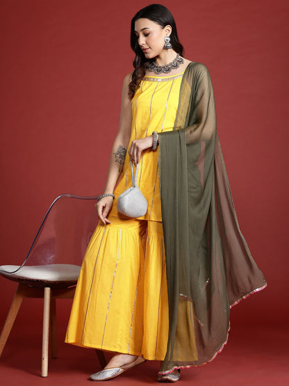 Dhiyona AN Tyohar Collection Gotta Patti Pure Cotton Kurti with Sharara & Dupatta
