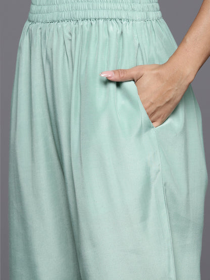 Floral Yoke Design Regular Thread Work Kurta with Trousers & Dupatta