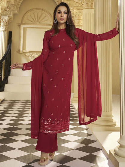 Dhiyona IN Women Ethnic Motifs Thread and Sequinned Embroidered Kurta Set with Dupatta