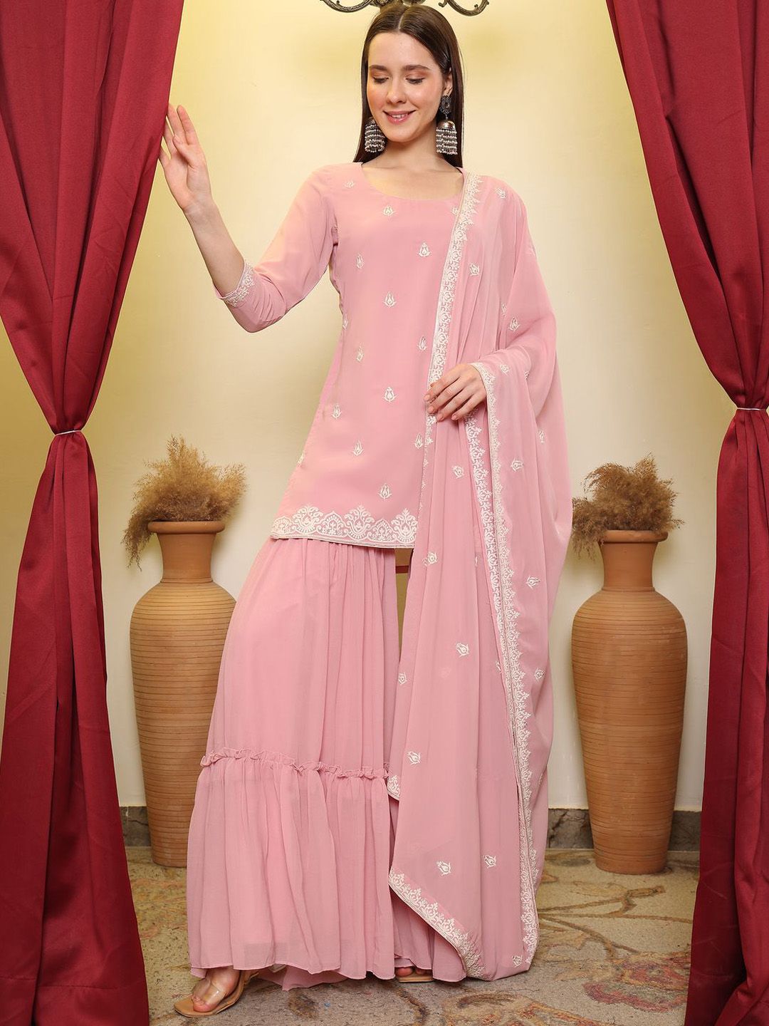 Dhiyona HOP Sequence Embroidered Kurta With Sharara & Dupatta