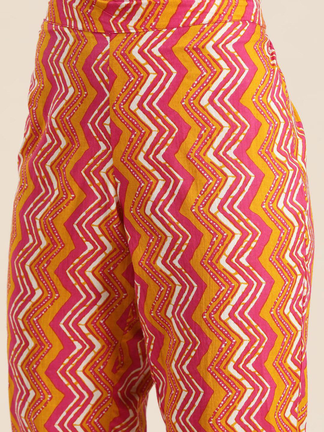 Floral Printed Band Collar Pure Cotton Kurta With Trouser