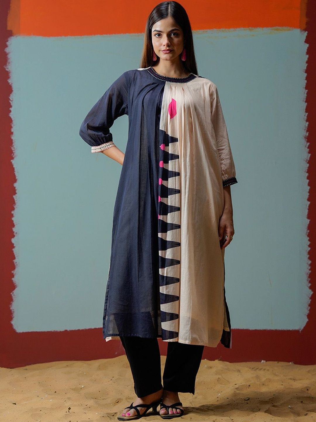Round Neck Kurta & Trousers