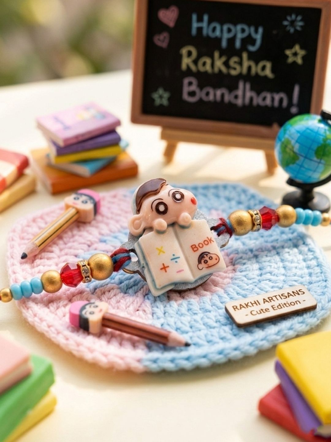 Dhiyona Kids Shinchan Character Artificial Beads Thread Rakhi