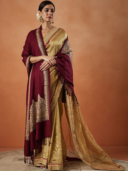 Dhiyona PA Ethnic Motifs Embroidered Fringed Shawl