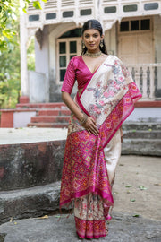 Women Yogita Patola Rani Saree With Unstiched Blouse