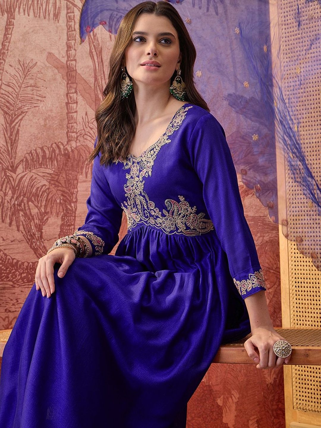 Dhiyona SN Embroidered Round Neck Kurta Palazzos & Dupatta