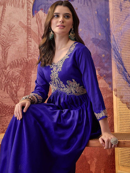 Dhiyona SN Embroidered Round Neck Kurta Palazzos & Dupatta
