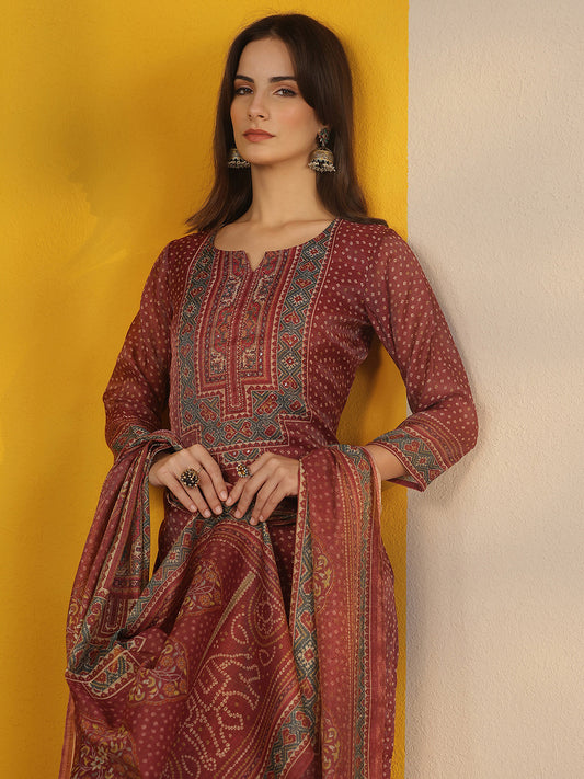 Women Ethnic Motifs Printed Regular Kurta with Trousers & With Dupatta
