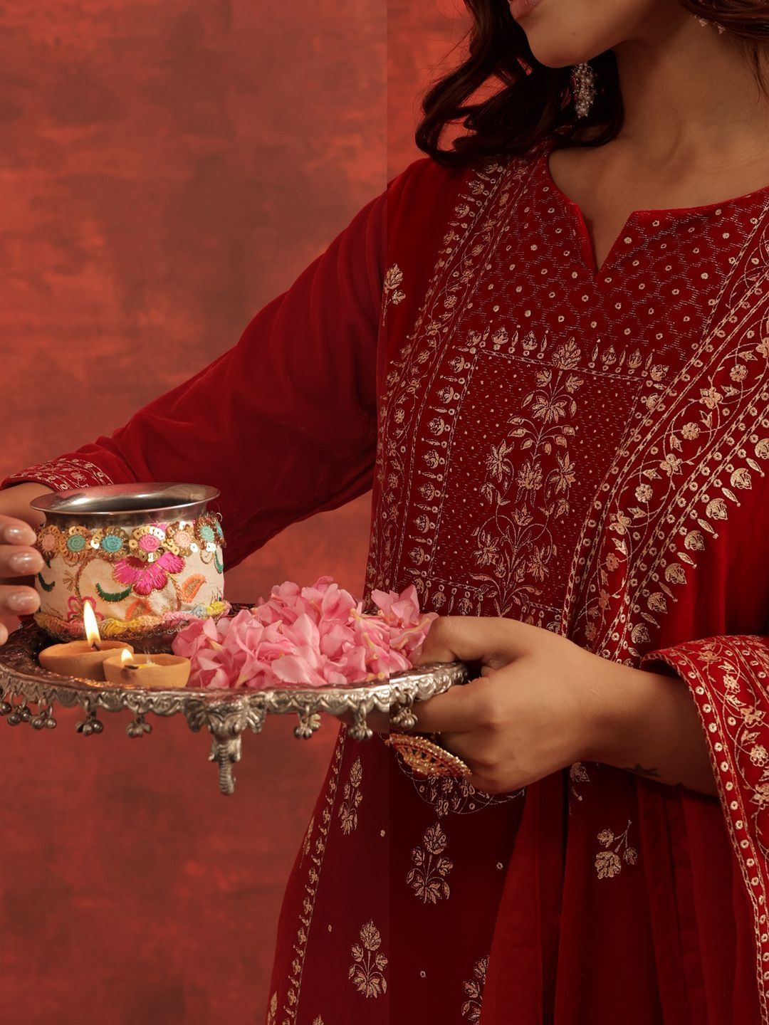 Women Ethnic Motifs Embroidered Kurta with Trousers & Dupatta