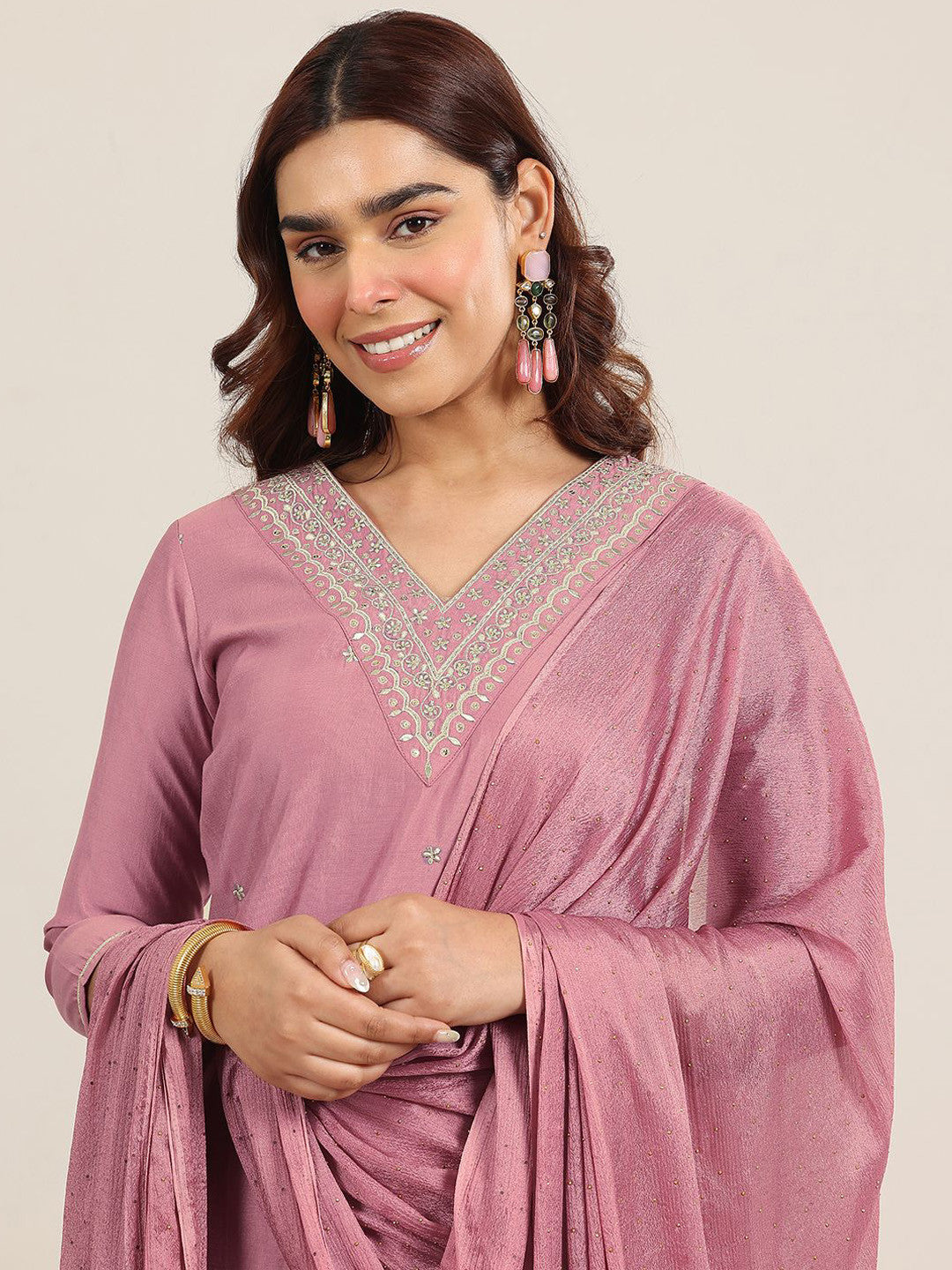 Women Ethnic Motifs Embroidered Regular Gotta Patti Kurta with Salwar & With Dupatta