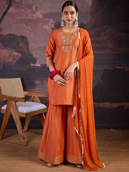 Dhiyona HOP Sequin Embroidered Kurta with Sharara and Dupatta Set