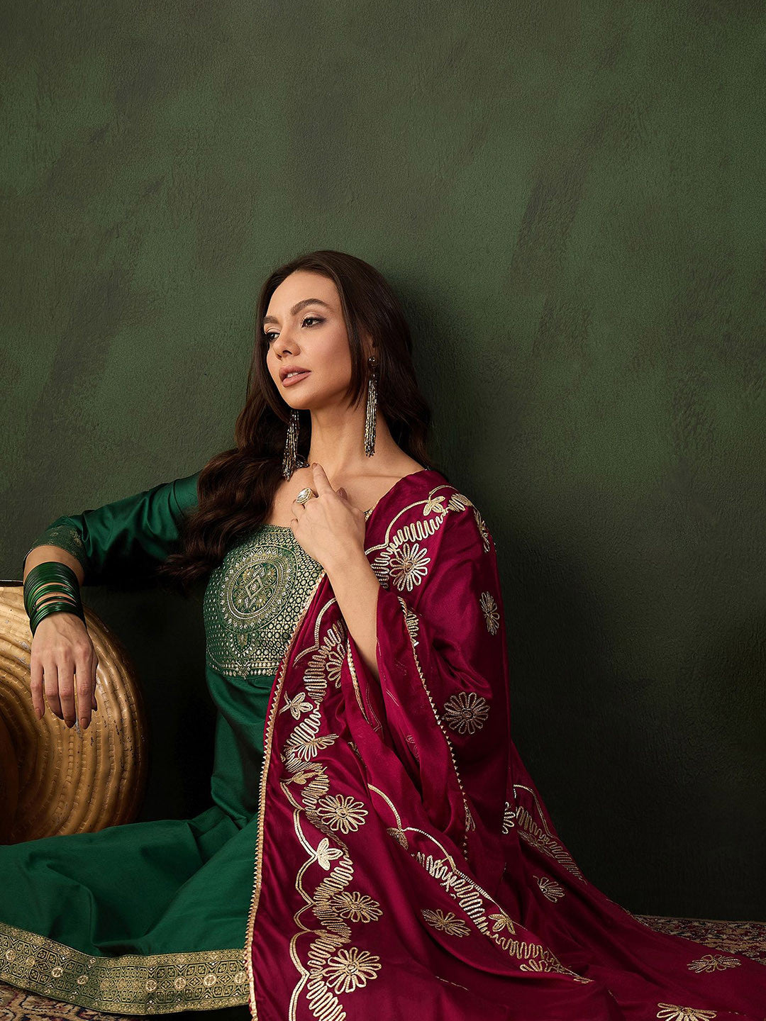 Woven Design Kurta & Trouser With Dupatta