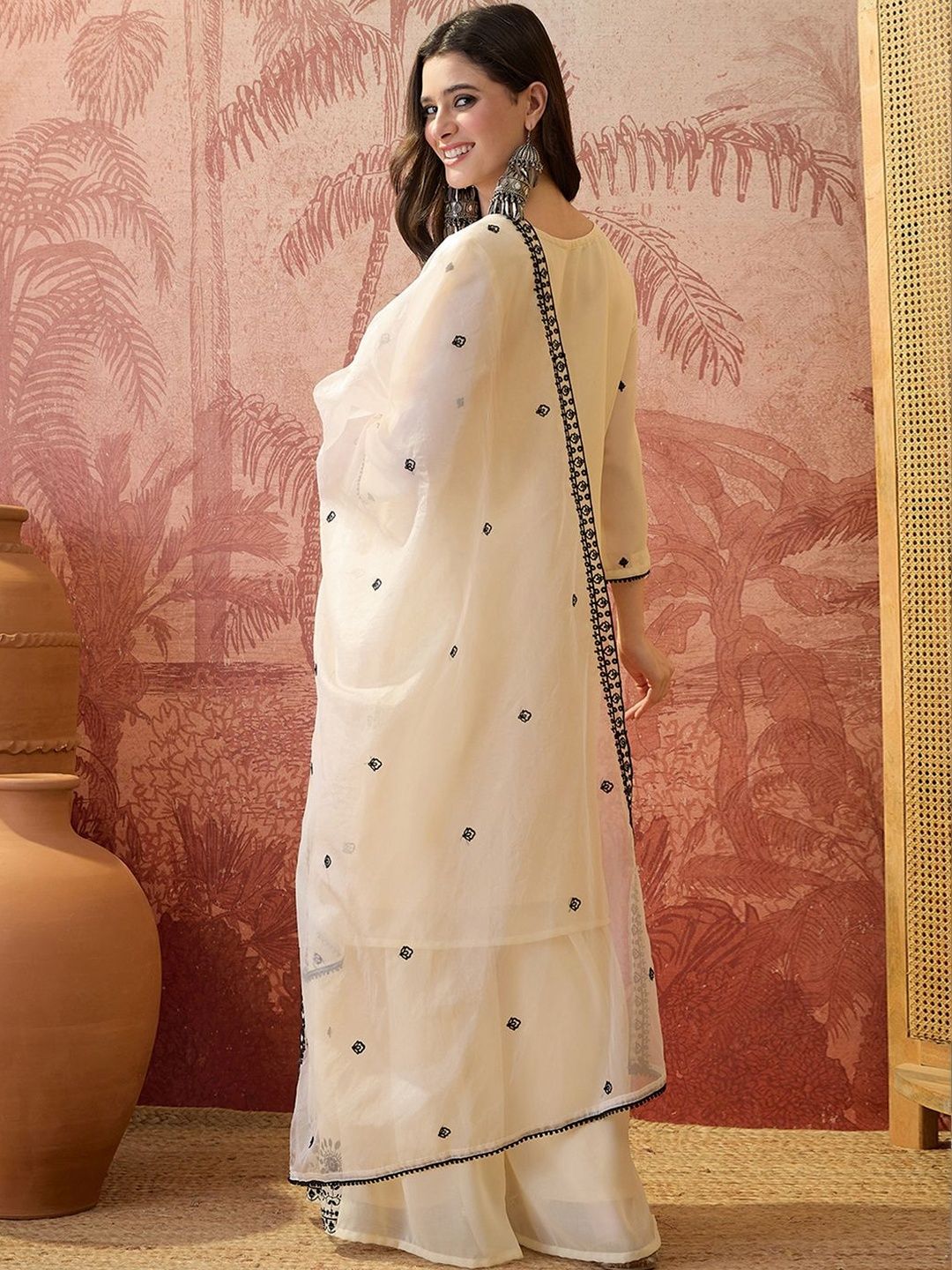 Dhiyona SN Embroidered Round Neck Kurta & Sharara Kurta Set