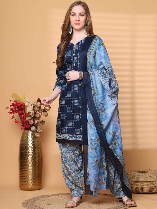 Dhiyona KL Women Geometric Printed Regular Kurta with Salwar & Dupatta
