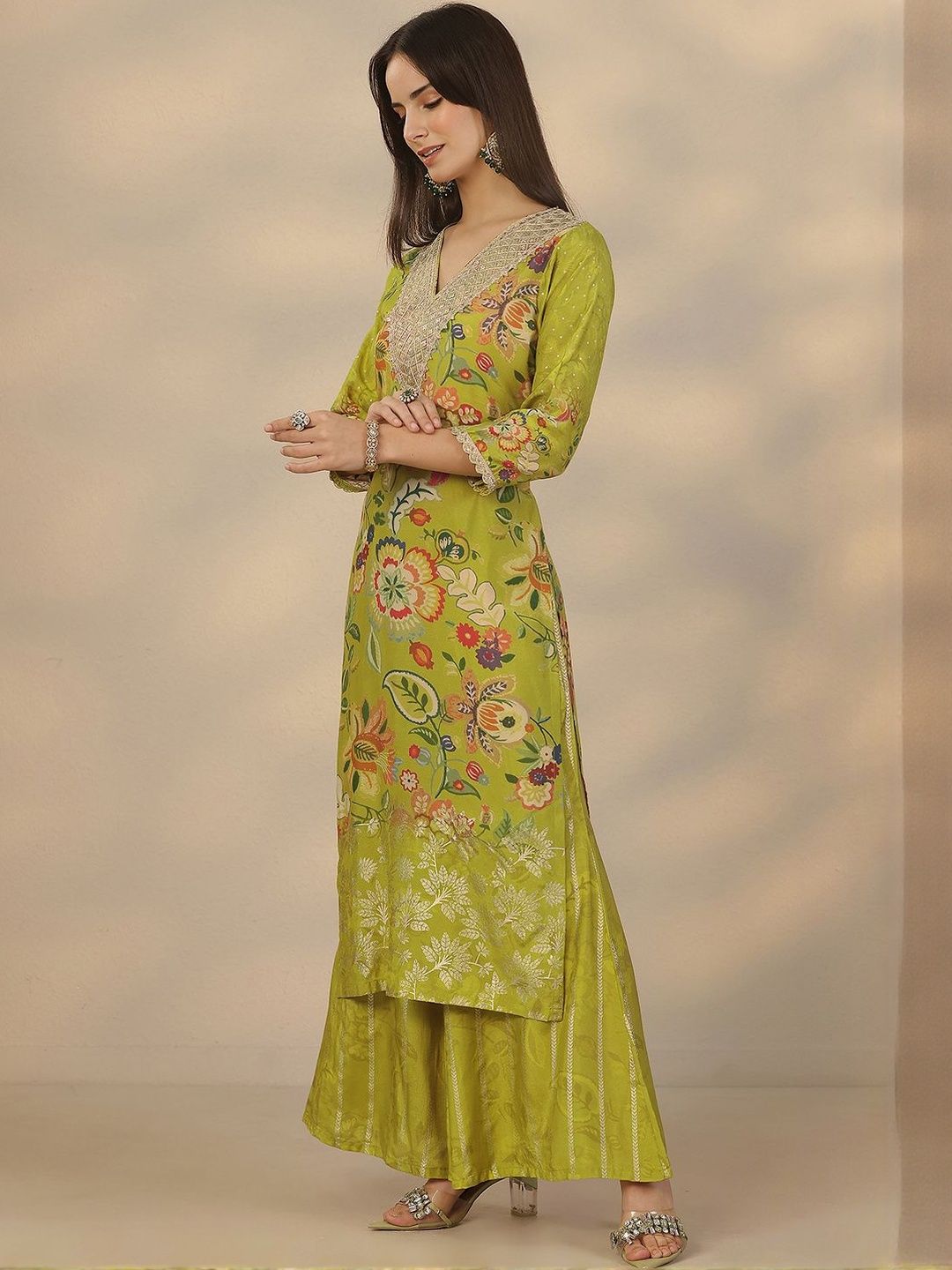 Dhiyona LL Women Floral Printed Kurta with Palazzo & Dupatta