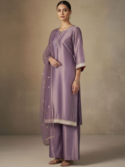 Dhiyona VA Women Regular Sequinned Kurta with Palazzos & With Dupatta