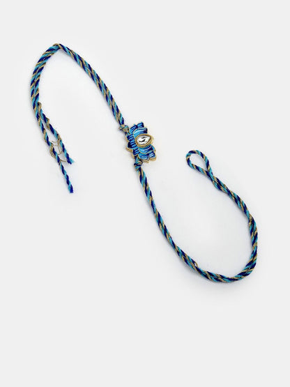 Dhiyona Unisex Set Of 2 Blue Lotus Shape Kundan-Studded & Beaded Wraparound Rakhi Set