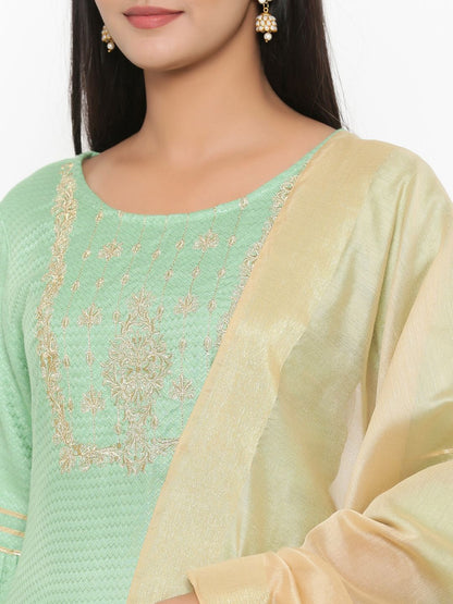 Dhiyona AN Women Regular Thread Work Kurta with Sharara & With Dupatta