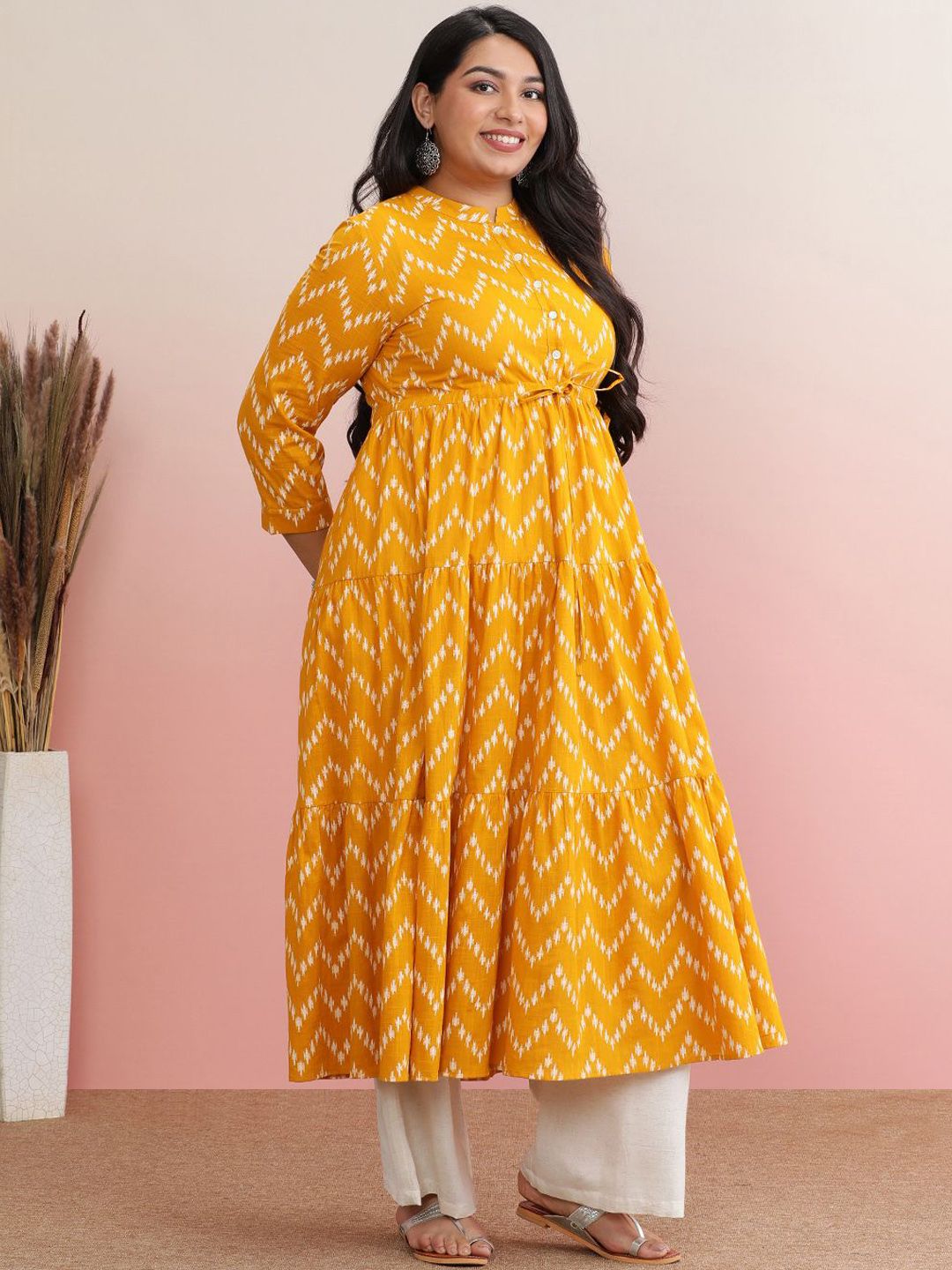 Dhiyona AY Women's Printed Pure Cotton Fit & Flared Midi Dress