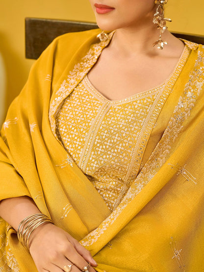 Dhiyona KL Women Ethnic Motifs Embroidered Regular Thread Work Kurta with Sharara & With Dupatta