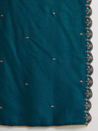 Dhiyona CH Women Ethnic Motifs Embroidered Panelled Thread Work Kurta with Trousers & With Dupatta