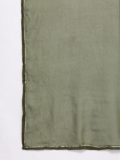 Dhiyona AN Women Green Printed Regular Gotta Patti Kurta with Sharara & With Dupatta