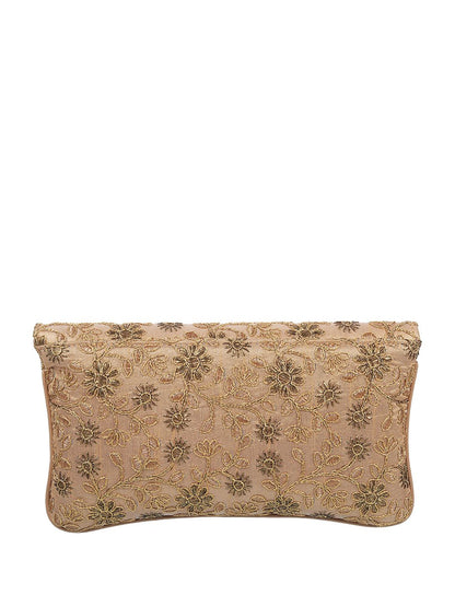Dhiyona NR Gold-Toned Embroidered Envelope Clutch