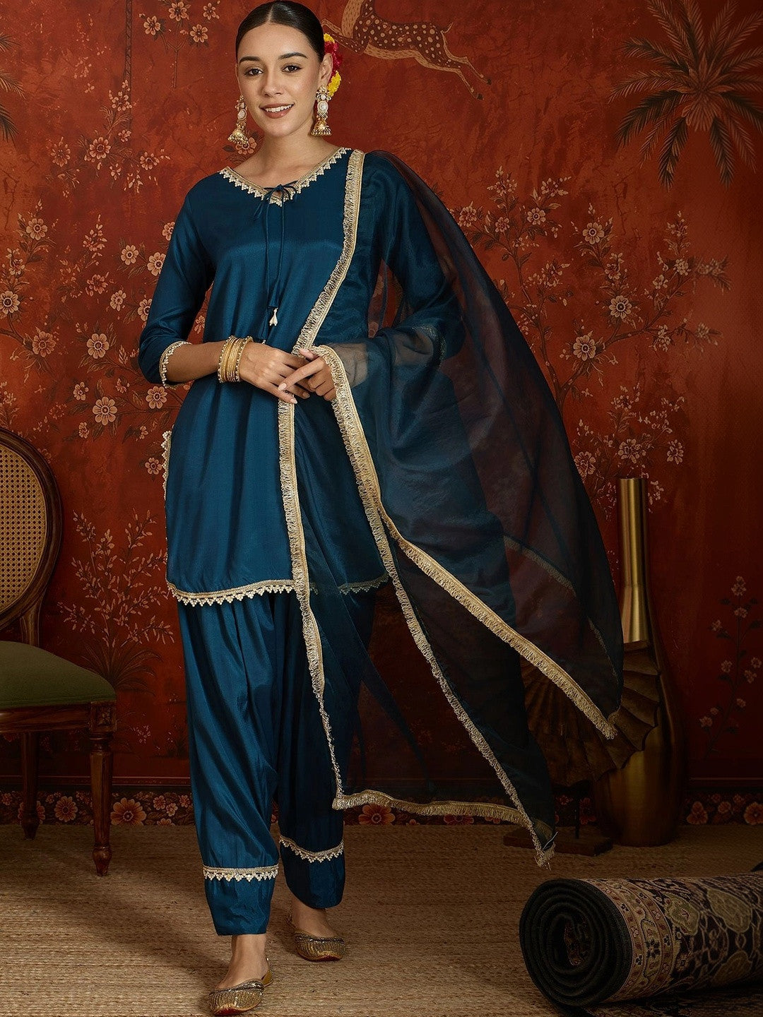 Women Regular Gotta Patti Kurta with Patiala & With Dupatta