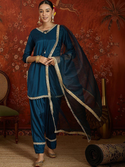 Women Regular Gotta Patti Kurta with Patiala & With Dupatta