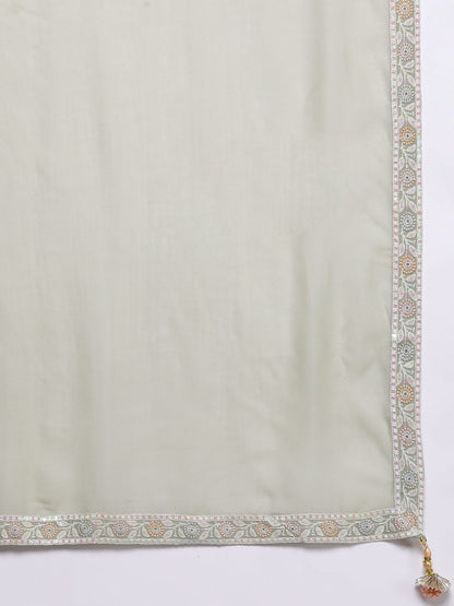 Dhiyona LL Floral Regular Sequinned Kurti with Palazzos & Dupatta
