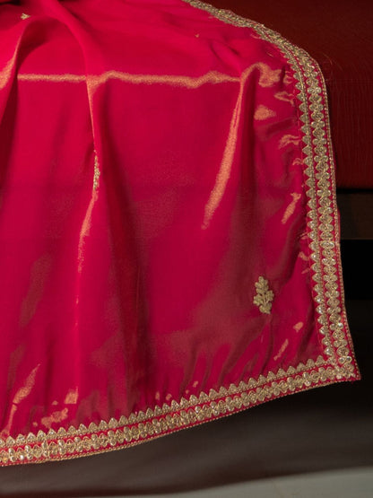 Floral Embroidered Sequnnied Straight Kurta With Palazzos & Dupatta