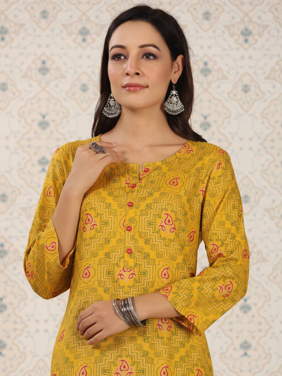 Dhiyona OD  Ethnic Motifs Printed Straight Kurta