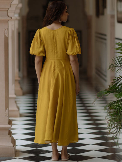 Dhiyona AY Women's Long Dress with Balloon Sleeves Ethnic Dresses