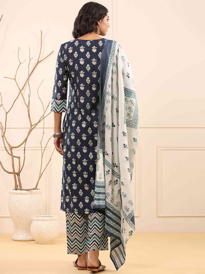 Dhiyona RR Women's Floral Embroidered Kurta with Trousers & Dupatta