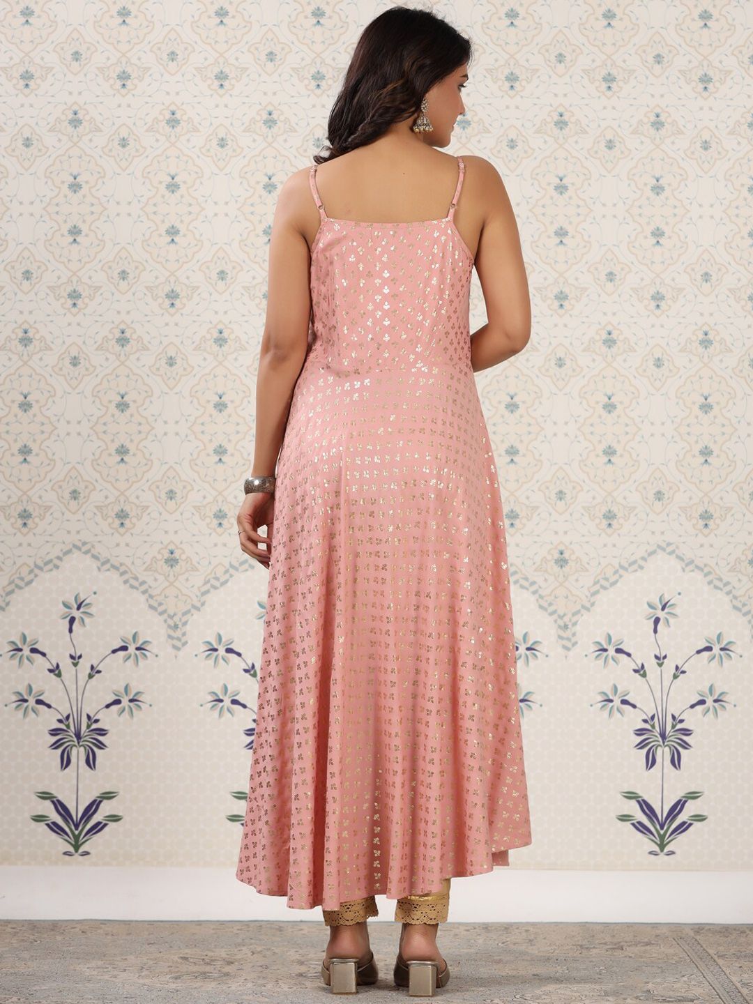 Dhiyona OD  Floral Printed Shoulder Straps Anarkali Kurta