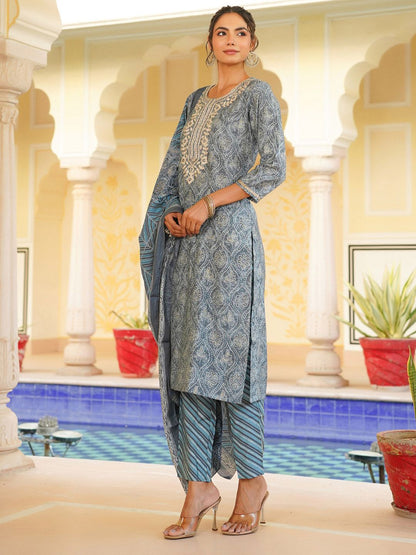 Dhiyona KL Women Ethnic Motifs Embroidered Regular Mirror Work Kurta with Trousers & Dupatta