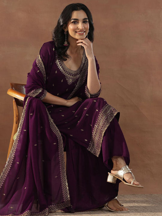 Dhiyona LL Women Floral Embroidered Regular Kurta with Sharara & With Dupatta