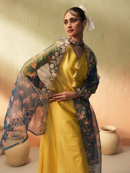 Dhiyona IS Women's Women Printed Regular Kurta with Trousers & With Dupatta