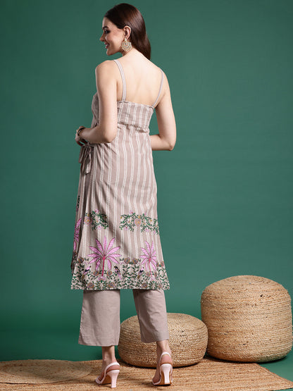 Printed Shoulder Straps Fusion Kurta Set