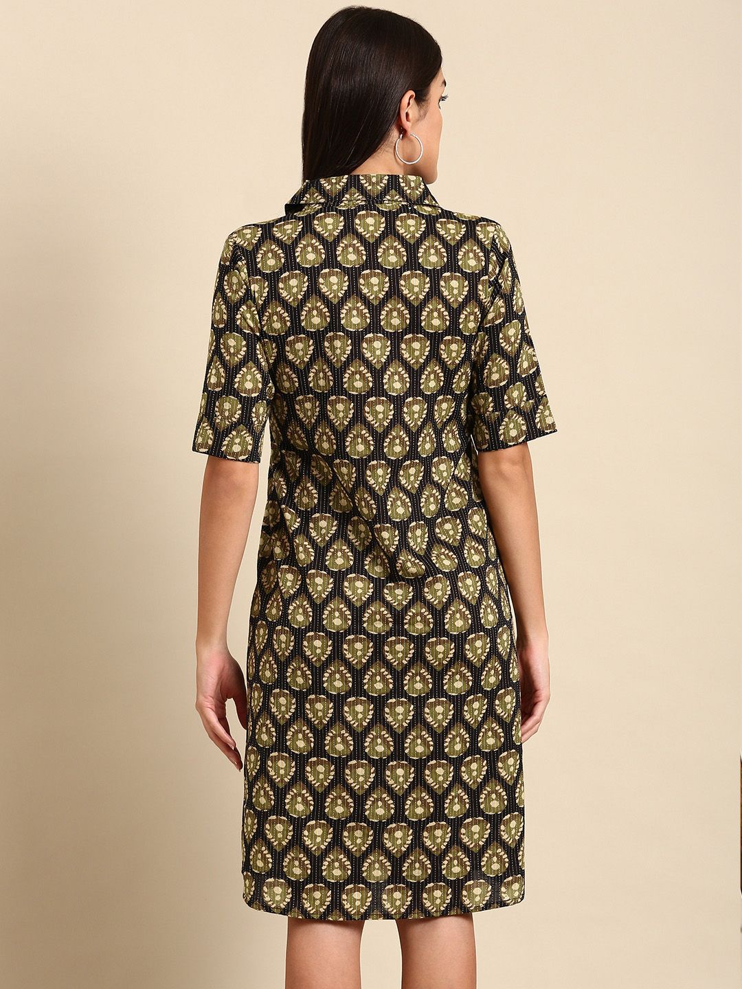 Dhiyona AY Women's Ethnic Motifs Cotton Shirt Dress
