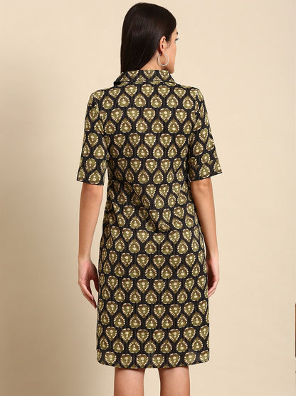 Dhiyona AY Women's Ethnic Motifs Cotton Shirt Dress