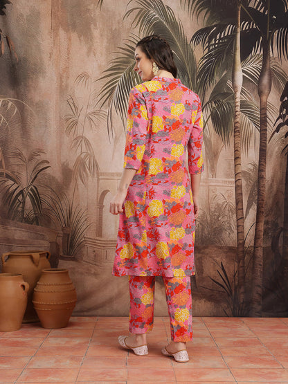 Floral Printed Regular Kurta with Trousers