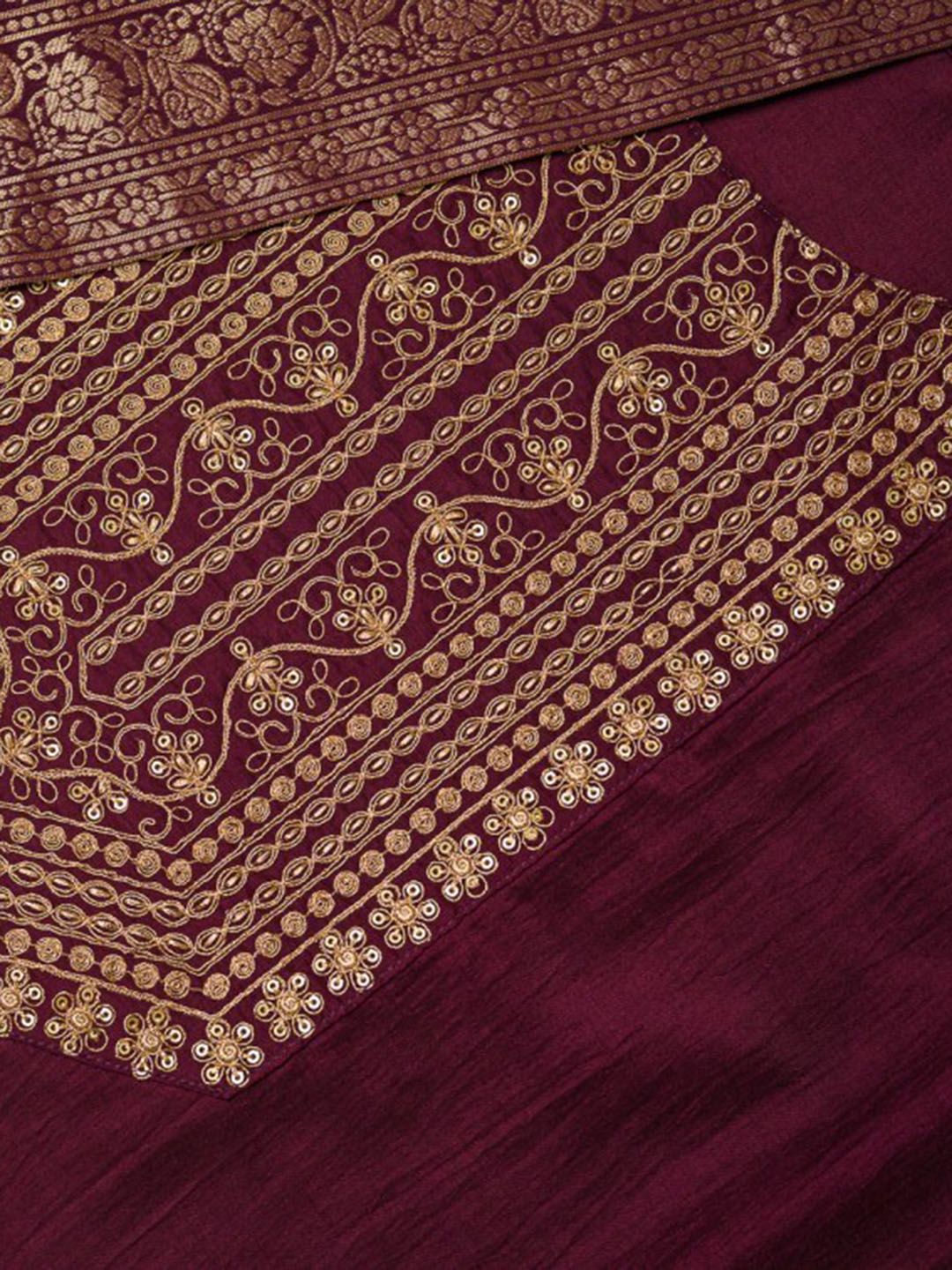 Dhiyona OD  Purple Ethnic Motifs Straight Kurta & Trousers With Dupatta