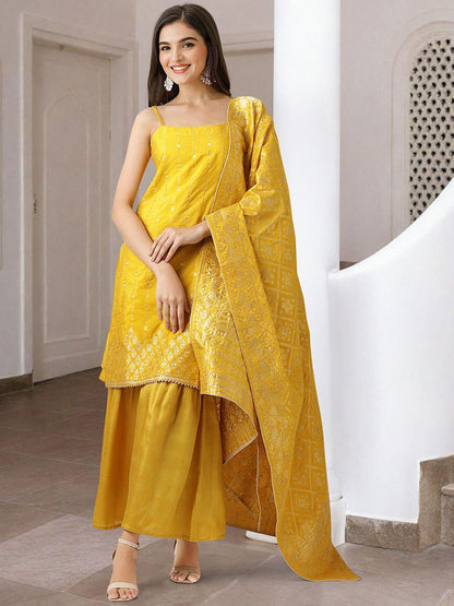 Dhiyona IS Women's Women Ethnic Motifs Printed Regular Kurta with Trousers & With Dupatta